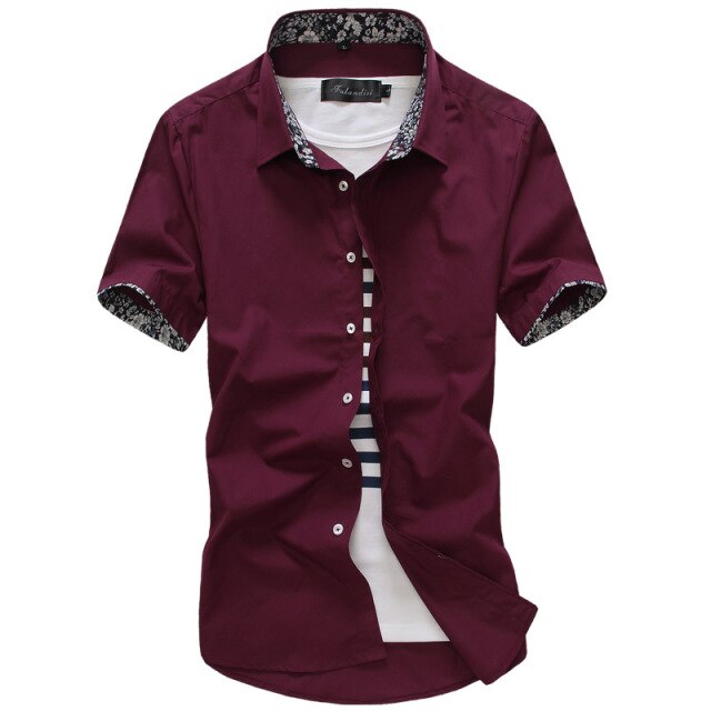 Short Sleeve Turn-down Collar Men Dress Shirt