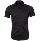 Men's Elastic Fiber Dress Shirts Short Sleeve